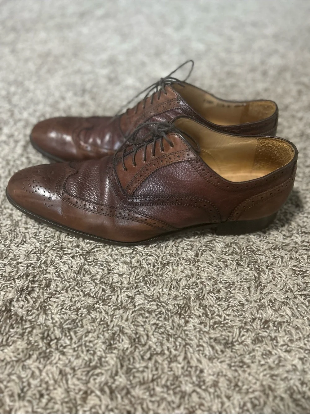 Mercanti Fiorentini Mens 11.Leather Wingtip Dress Shoes #7389  Italy Brown